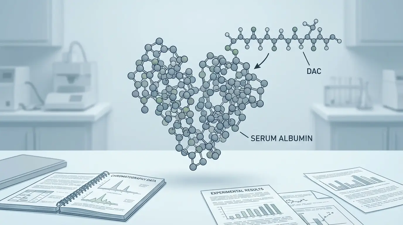 what is dac in peptides scientific illustration of DAC peptide binding to albumin